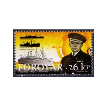 Færøerne 2014. 70 år siden D-Dagen. AFA nr. 815 Postfrisk  stemplet