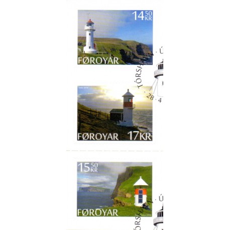 Færøerne 2014. 14,50-17,00 Kr. Fyrtårne på Færøerne, fra hæfter AFA nr. 805E-7E Postfrisk stemplet