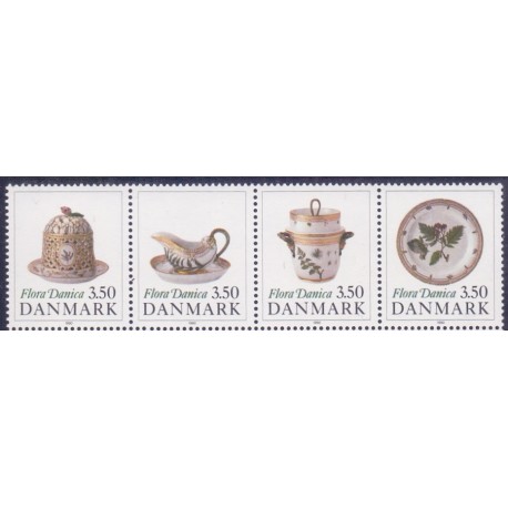 1990. Flora Danica 200 år. AFA nr. 966-69 postfriske enkeltmærker     Stemplet FDC