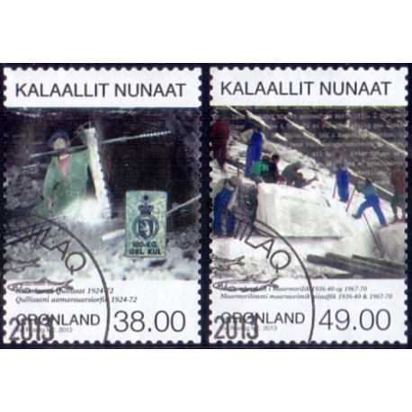 2013. 38,00-49,00 Kr. Minedrift i Grønland IV. AFA nr 635-6 postfrisk stemplet
