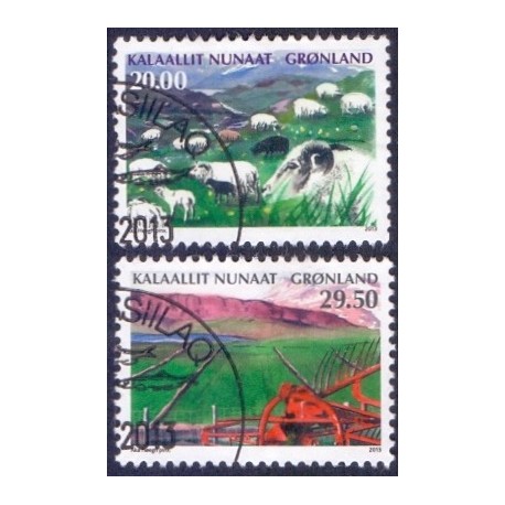 2013. 20,00-29,50 Kr. Landbrug i Grønland II. AFA nr 644-5 postfrisk stemplet