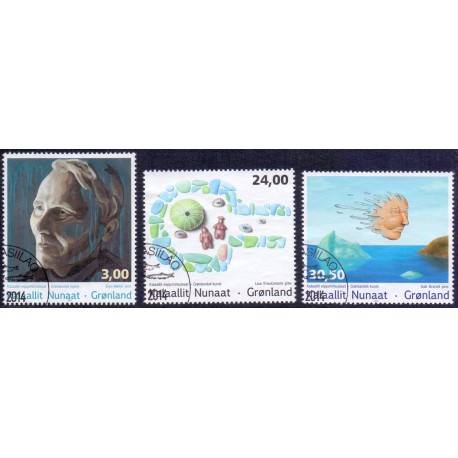 2014. 3,00-30,50 Kr. Moderne grønlandsk kunst III. AFA nr. 674-6 postfrisk stemplet