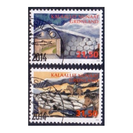 2014. 21,50-31,50 Kr. Landbrug i Grønland III. AFA nr. 677-78 postfrisk stemplet