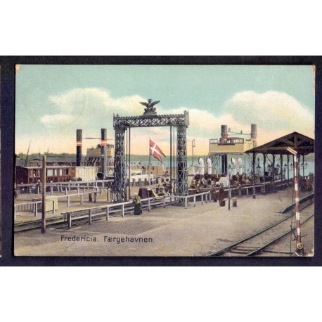 Fredericia. Færgehavnen, brugt, (Jessen) Julemærke 1906