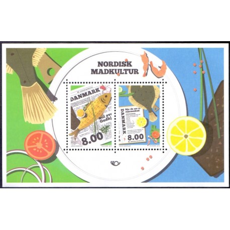 2016. Nordisk madkultur i miniark. AFA nr. 1843A, postfrisk Stemplet FDC
