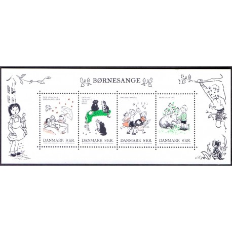 2016. Børnesange i miniark, AFA nr. 1866A, postfrisk Stemplet FDC