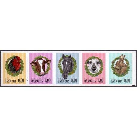 2016. Gårdens dyr. AFA nr. 1847-51, postfrisk Stemplet FDC