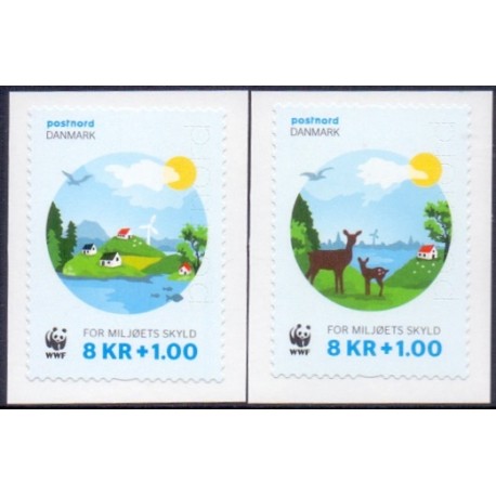 2016. WWF Verdensnaturfonden. AFA nr. 1845-46, postfrisk Stemplet FDC