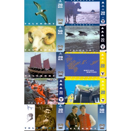 Færøerne 10 brugte telekort / Used phonecards