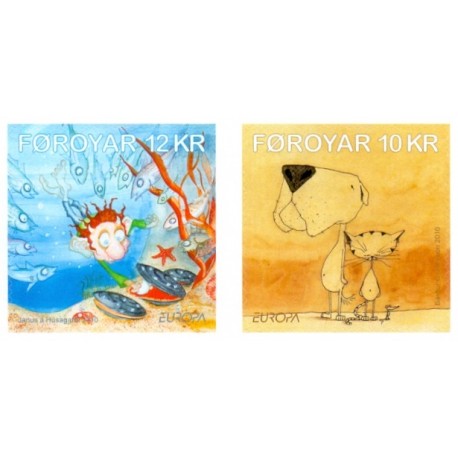 Færøerne 2010. 10,00-12,00 Kr. Europamærker / CEPT, fra hæfte. AFA nr. 696E-97E postfrisk stemplet