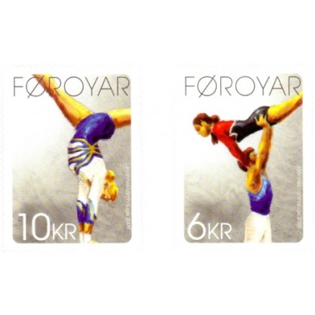 Færøerne 2009. 6,00-26,00 Kr. Gymnastik AFA nr. 676E-8E postfrisk (selvklæbende) stemplet