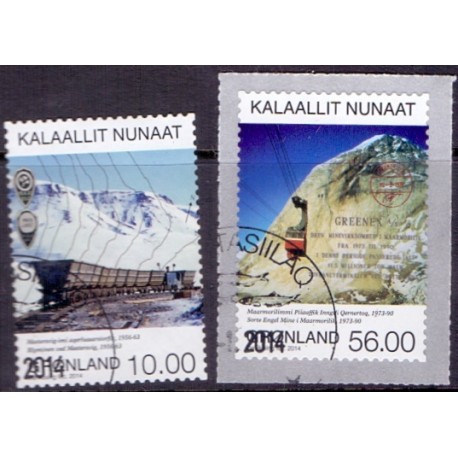2014. 10,00-56,00 Kr. Minedrift i Grønland. AFA nr. 669-70 postfrisk stemplet