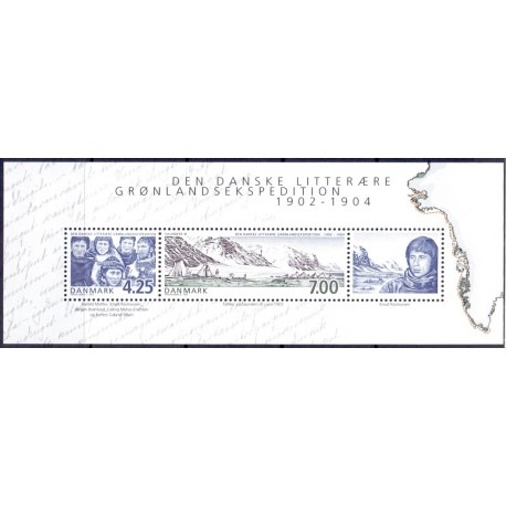 2003. Grønlandsekspeditionen, AFA 1348, postfrisk miniark Stemplet FDC