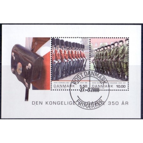 2008. Den Kongelige Livgarde, AFA nr. 1535, i postfrisk miniark  Stemplet FDC