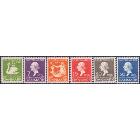 1934. H.C. Andersen eventyr. AFA nr. 223-28 postfrisk     Stemplet FDC