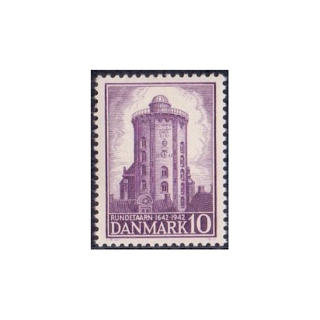 1942. Rundetårn 300 års jubilæum. AFA nr. 273 postfrisk   Stemplet FDC