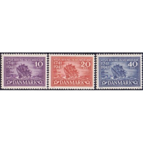 1941. Vitus Bering. AFA nr. 270-72 postfrisk   Stemplet FDC