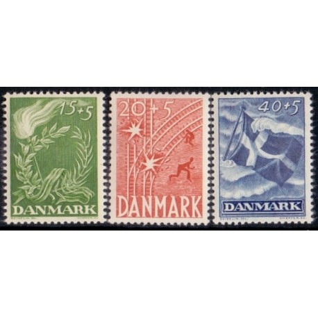 1947. Frihedsfonden. AFA nr. 299-301 postfrisk   Stemplet FDC