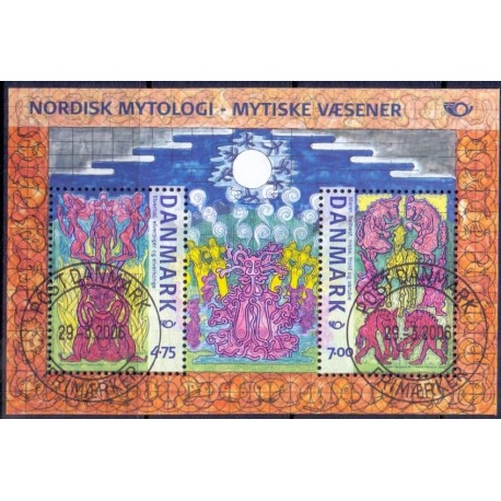 2006. Nordisk mytologi, AFA nr. 1462, i postfrisk miniark Stemplet FDC