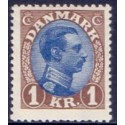 1921-22. Chr. X. 1 kr. tp. I. AFA nr. 131 postfrisk  Ubrugt Stemplet FDC