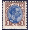 1921-22. Chr. X. 1 kr. tp. I. AFA nr. 131 postfrisk  Ubrugt Stemplet FDC