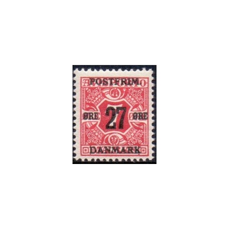 1918. 27-Øres provisorier. VM Krone, AFA nr. 87x, postfrisk    Ubrugt Stemplet FDC