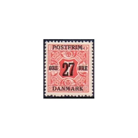 1918. 27-Øres provisorier. VM kors, AFA nr. 87, postfrisk    Ubrugt Stemplet FDC