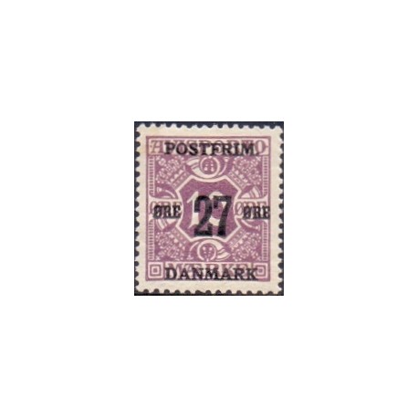 1918. 27-Øres provisorier. VM kors, AFA nr. 89  postfrisk    Ubrugt Stemplet FDC