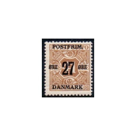 1918. 27-Øres provisorier. VM kors, AFA nr. 93  postfrisk    Ubrugt Stemplet FDC