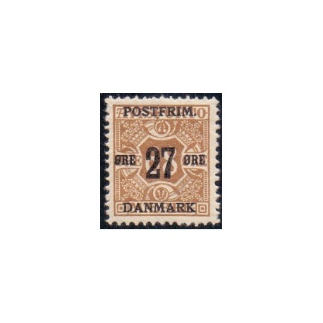 1918. 27-Øres provisorier. VM krone, AFA nr. 94  postfrisk    Ubrugt Stemplet FDC