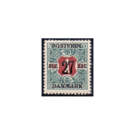 1918. 27-Øres provisorier. VM kors, AFA nr. 95  postfrisk    Ubrugt Stemplet FDC