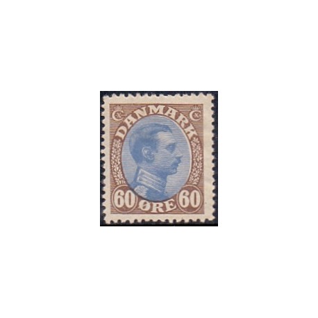 1918-20. Chr. X. 60 Øre. brun/blå. AFA nr. 107 postfrisk  Ubrugt Stemplet FDC