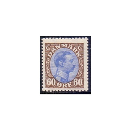 1918-20. Chr. X. 60 Øre. brun/lys ultram. AFA nr. 107a postfrisk  Ubrugt Stemplet FDC