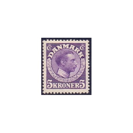 1918-20. Chr. X. 5 Kr. rødviolet. AFA nr. 110a postfrisk  Ubrugt Stemplet FDC