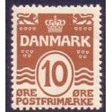 1930. Bølgelinietype 10 Øre. RØDLIG BRUN. AFA nr. 185a postfrisk    Ubrugt Stemplet FDC