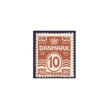 1930. Bølgelinietype 10 Øre. RØDLIG BRUN. AFA nr. 185a postfrisk    Ubrugt Stemplet FDC