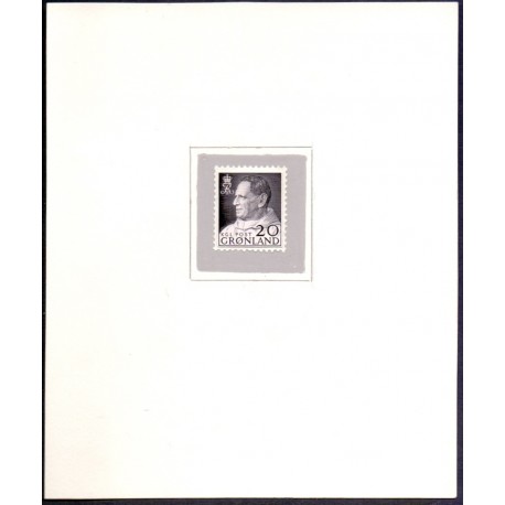 Grønland/Greenland 1963. 20 Øre. Kong Frederik IX, fotografisk tryk, på pap