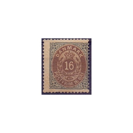 1875. To-farvede 16 øre AFA nr. 27y, postfrisk Ubrugt stemplet