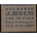 Frimærkepenge 1 Øre "Guldsmed J. Holm" blå tekst, gråt papir